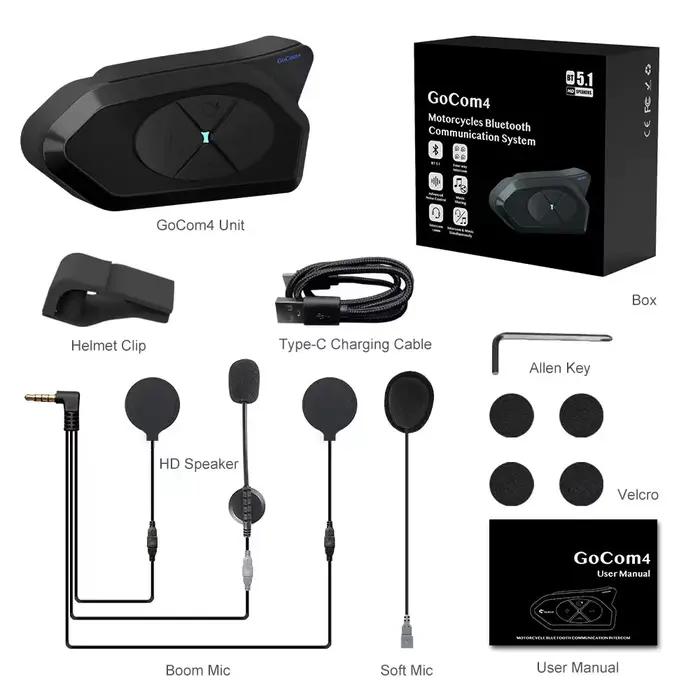 NOECI-Oreillette Bluetooth GoCom4 pour moto, appareil de communication pour groupe de 4 motocycliste