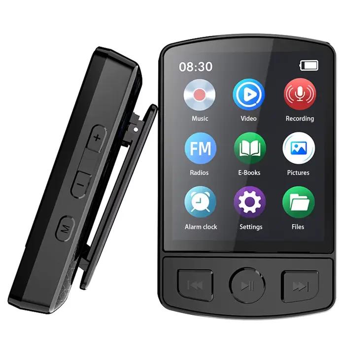 Lecteur MP3 de sport à pince portable, lecteur de musique à écran de 1.77 pouces avec haut-parleurs,