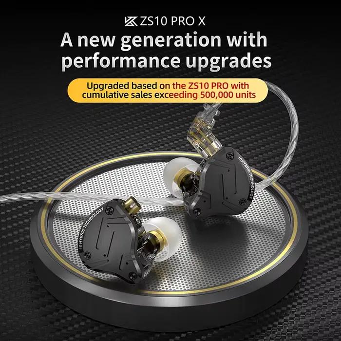 Kz zs10 pro x de alta fidelidade basses métal hybrido intra-auriculaire fone de ouvido esporte com c