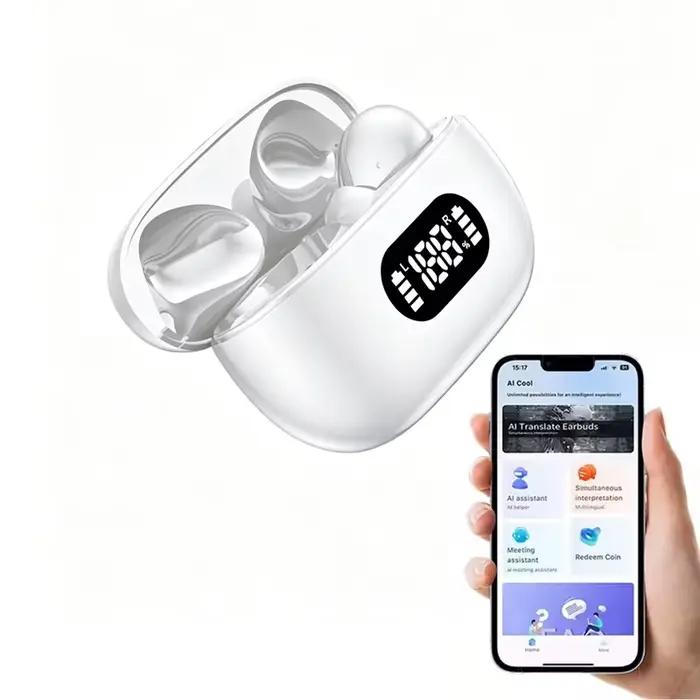 Écouteurs sans fil avec écran LED, traduction IA en 144 langues, écouteurs en temps réel, accessoire