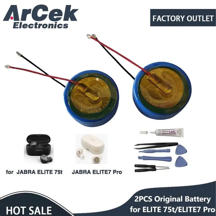2 pièces d'origine M1254S3 batterie Rechargeable pour Jabra ELITE 75t/Jabra ELITE7 Pro Bluetooth cas