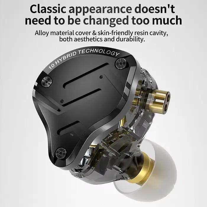 Kz zs10 pro x de alta fidelidade basses métal hybrido intra-auriculaire fone de ouvido esporte com c