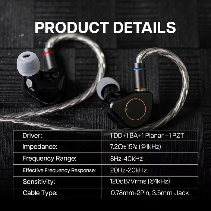 SIMGOT-Écouteurs HiFi Smile Mix 4, avec câble en cuivre plaqué argent sans oxygène, pilotes hybrides