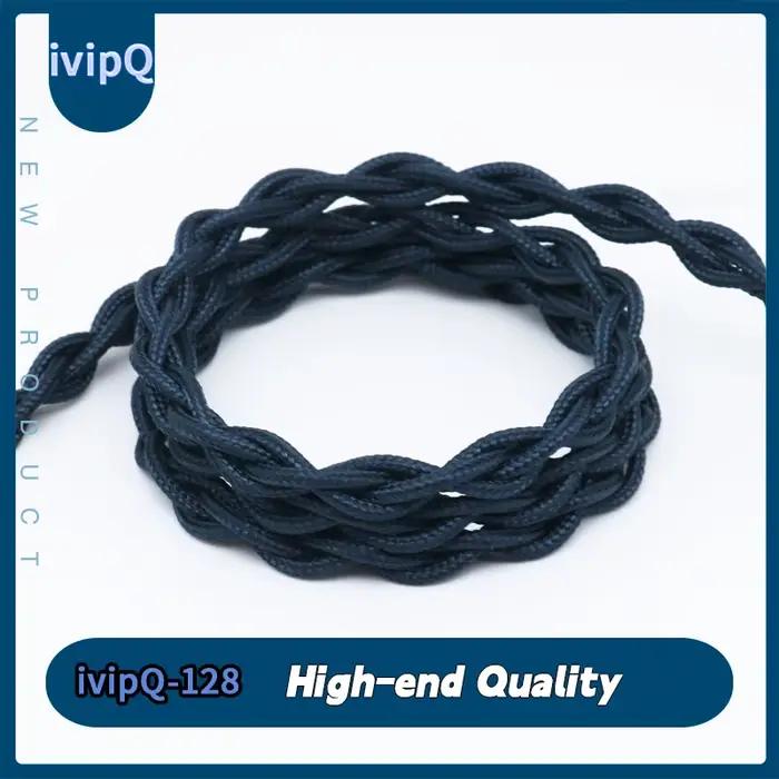 IvipQ-Écouteurs en nylon bleu foncé, 4 cœurs IEM, câble de remplacement, en cuivre monocristallin co