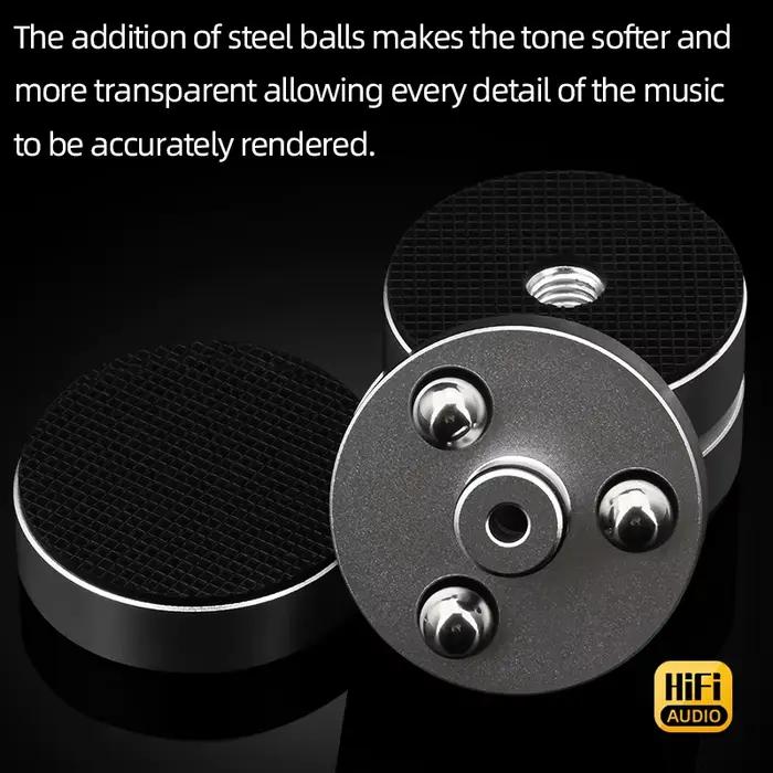 4 pièces haut-parleur HiFi pieds d'absorption des chocs pointe en alliage d'aluminium boule en acier