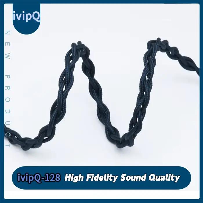 IvipQ-Écouteurs en nylon bleu foncé, 4 cœurs IEM, câble de remplacement, en cuivre monocristallin co