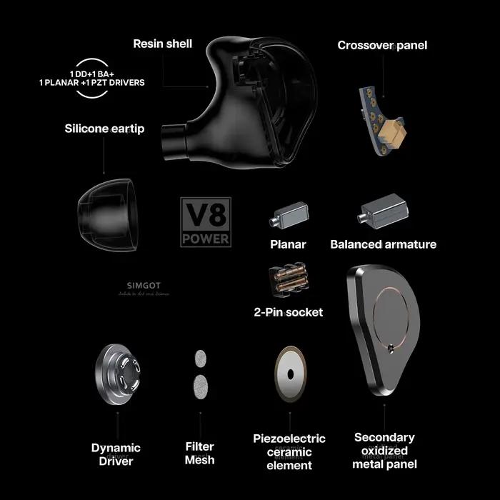 SIMGOT-Écouteurs HiFi Smile Mix 4, avec câble en cuivre plaqué argent sans oxygène, pilotes hybrides