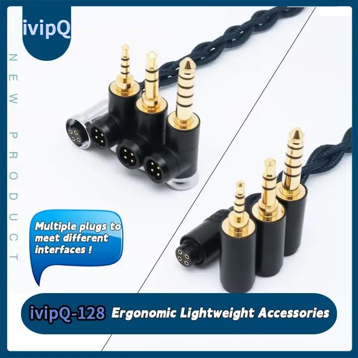 IvipQ-Écouteurs en nylon bleu foncé, 4 cœurs IEM, câble de remplacement, en cuivre monocristallin co