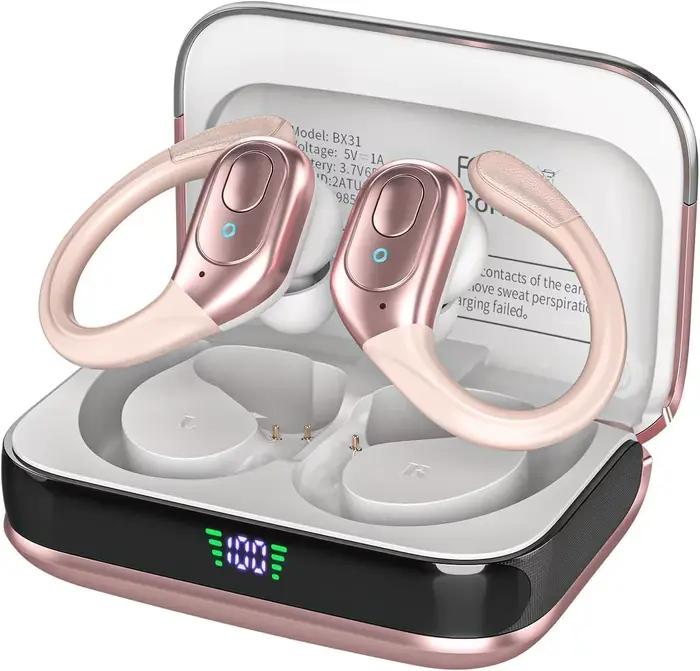 Écouteurs sans fil Bluetooth 5.3, écouteurs de sport, 75 heures de lecture, IPX7, étanche, affichage