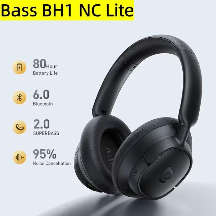 Casque sans fil Baseus Bass EH10 NC Bluetooth 6.0 à réduction de bruit 45 dB, casque supra-auriculai