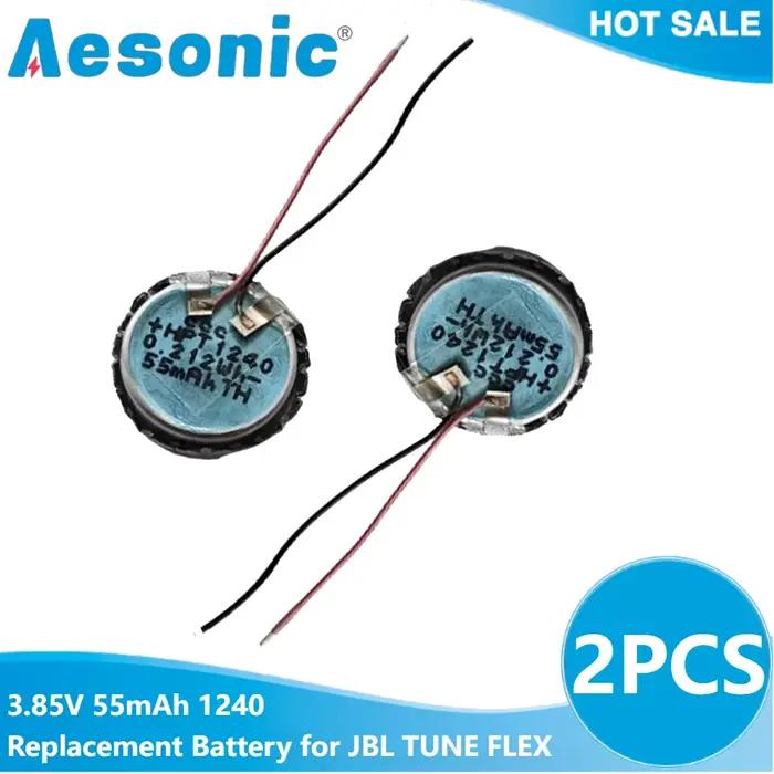 2 pièces 3.85V 55mAh 1240 batterie Rechargeable pour JBL TUNE FLEX TWS Bluetooth écouteur sans fil c