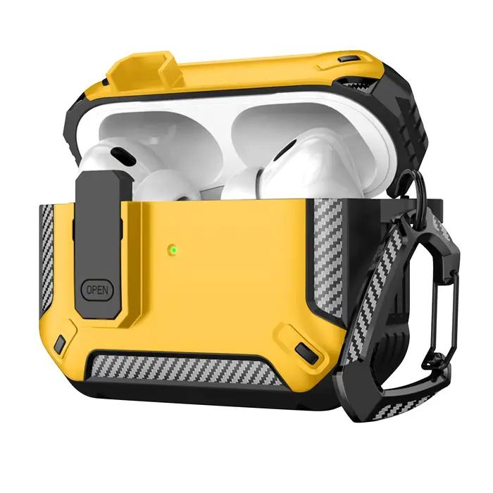 Étui Airpods Pro/Pro 2 Portable antichoc, étuis pour écouteurs en fibre de carbone avec mousqueton, 