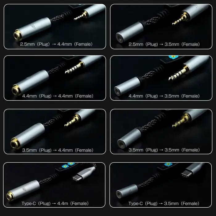 OKCSC câble Audio à résistance réglable 2.5 à 3.5/4.4 femelle à 3.5/4.4 type-c à 3.5/4.4 ligne d'ada