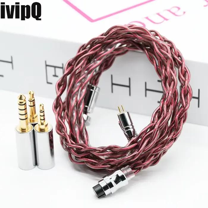 Câble IEM ivipQ-40 haute pureté Litz 7N OCC + Paralladium + graphène, câble pour écouteurs à trois é