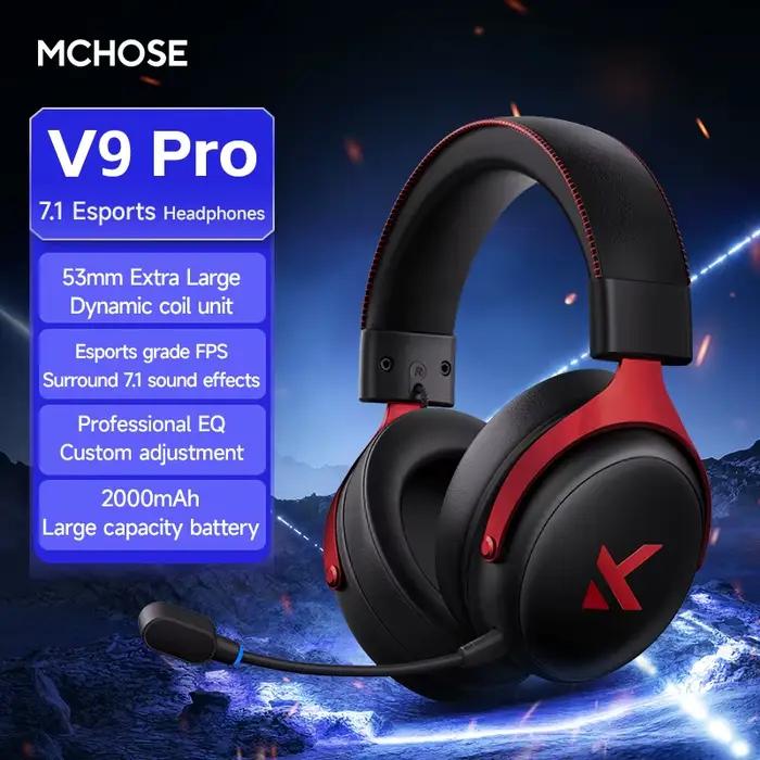 MCHOSE V9 PRO 7.1 casque Tri-Mode BT sans fil basse latence jeu e-sports casque avec micro de réduct