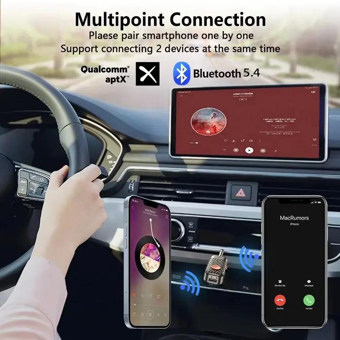 Adaptateur Bluetooth 5.4 3.5mm AUX 2-en-1 pour TV Casque Radio Voiture Lecteur MP3 Haut-parleur Occasionnels Familiaux