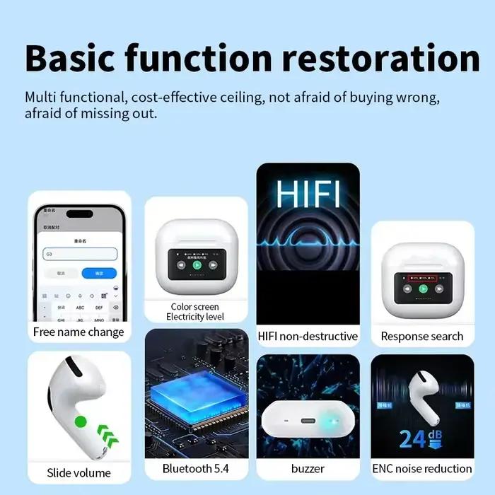 Ecouteurs A10 Pro ANC Bluetooth 5.3 TWS Sportifs avec Suppression Active du Bruit et Commande Vocale pour Jeu Musique et Téléphone