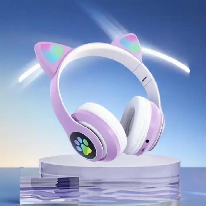 Ecouteurs sans fil chat mignon avec suppression du bruit et microphone pour enfants et adultes occasions spéciales