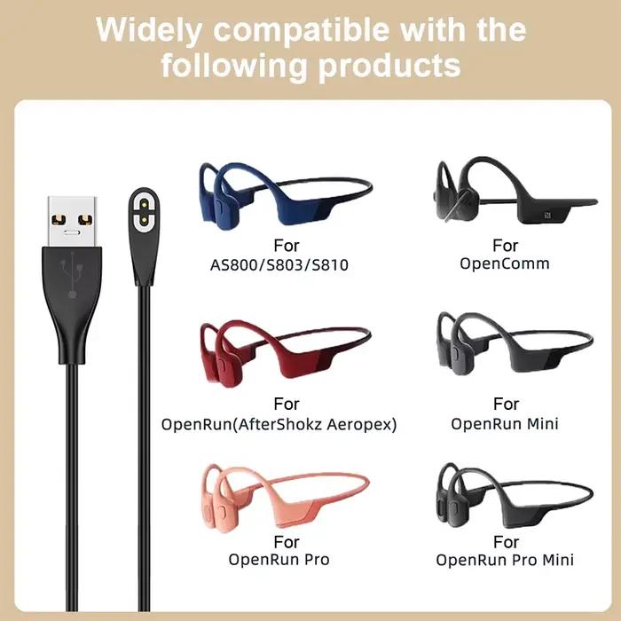 Coussinets d'oreille en silicone haute qualité pour écouteurs Shokz AS800 S803 S810 OpenRun casque à conduction osseuse charge rapide portable et léger