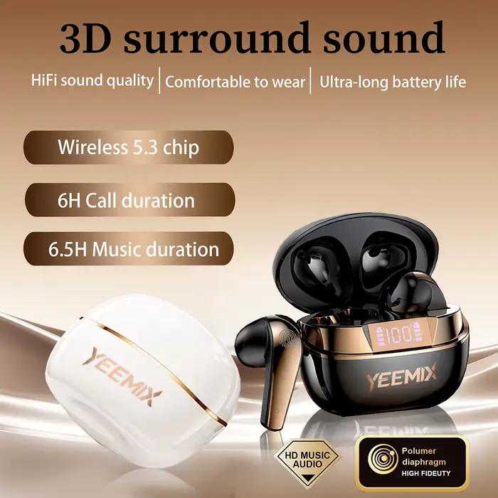 Écouteurs sans fil Yeemix X1 son surround 3D Dolby Atmos longue autonomie réduction de bruit ENC ultra légers et fluides pour écouter musique regarder films appels téléphoniques travail virtuel détente relaxation