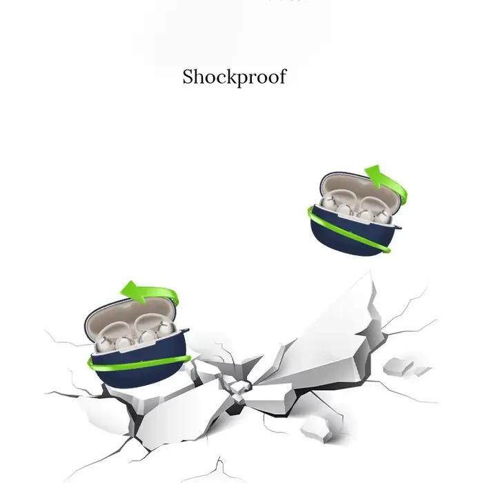 Étui en silicone souple pour écouteurs Shokz OpenDots 2 protection antichoc anti-rayures avec cordon de poignet pour femme homme occasions spéciales entraînement voyage