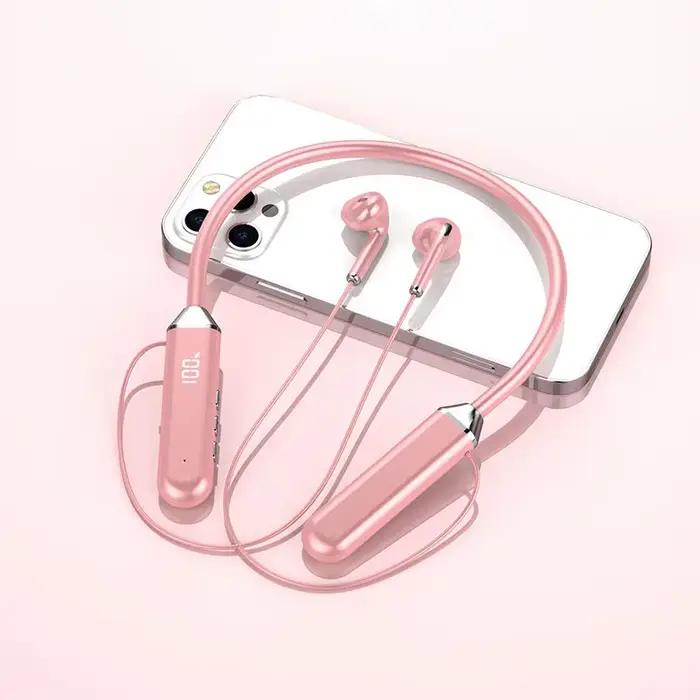 Écouteurs tour de cou Bluetooth 5.2 dynamiques haute qualité sonore affichage de puissance stéréo pour sport et quotidien