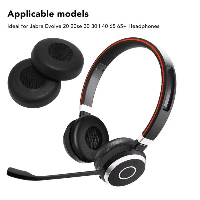 Oreillettes de remplacement en cuir protéiné professionnel pour casque Jabra Evolve 20 20se 30 30II 40 65 65+ offrant confort et isolation sonore pour usage professionnel et personnel