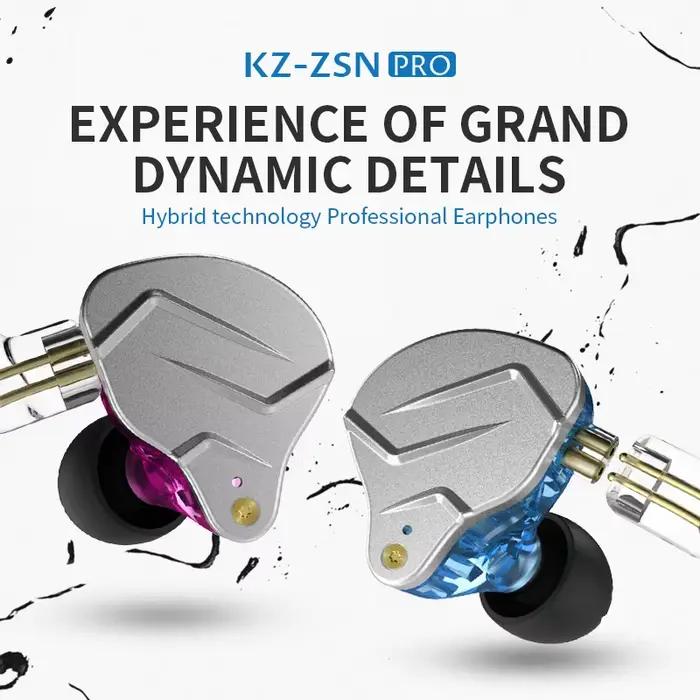 Ecouteurs KZ ZSN PRO dans l'oreille haute fidélité résistants à l'eau pour musiciens gamers et sportifs diverses couleurs disponibles