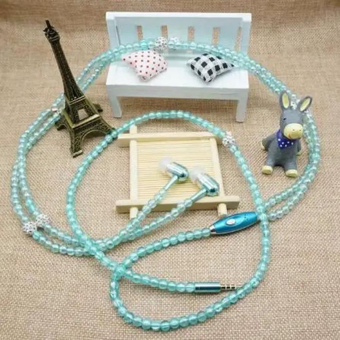 Collier de perles écouteurs rose strass bijoux casque avec Microphone écouteurs pour iPhone 14 Xiaomi Samsung cadeau d'anniversaire