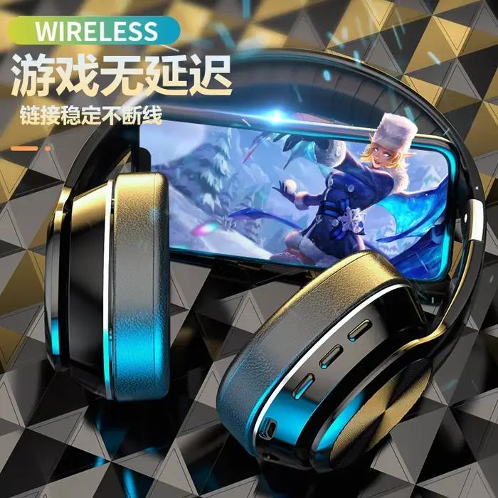 Casque sans fil Support TF cartes de stockage BT5.0 écouteurs 40mm grande bobine dynamique en cuir souple cache-oreilles