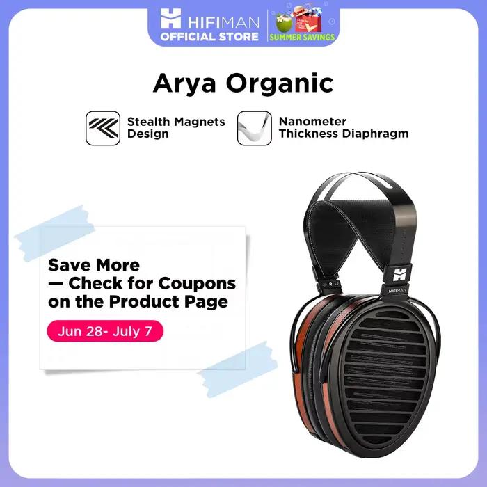 Casque audio HIFIMAN Arya Organic circum-auriculaire conception ouverte aimants planaires audiophile qualité sonore naturelle bois materiaux premium confort léger technologie orthodynamique connexion filaire solide filaire audio passion musique trajet quotidien film épique détente journée intense ca