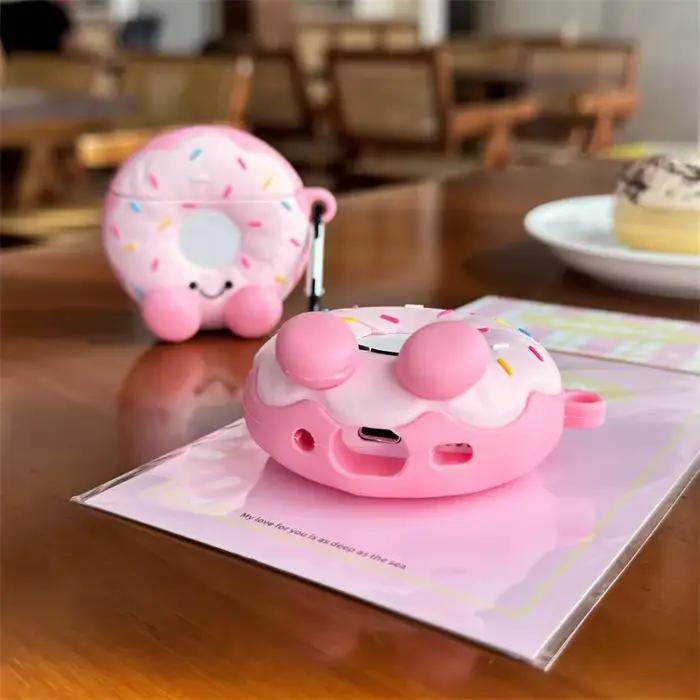 Pour Apple AirPods 1 2 3 4 Pro 2 étui 3D mignon dessin animé beignet Silicone écouteur