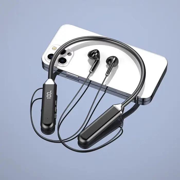 Écouteurs tour de cou Bluetooth 5.2 dynamiques haute qualité sonore affichage de puissance stéréo pour sport et quotidien