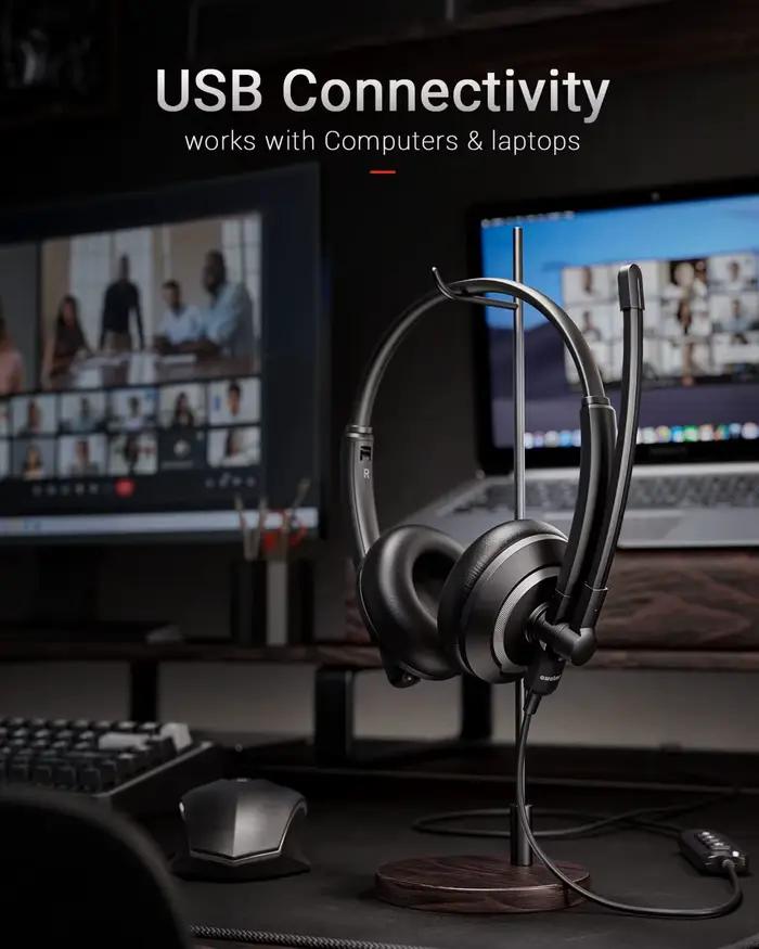 Casque USB avec microphone antibruit et connexion stable pour bureau étudiant téléconférence occasions spéciales