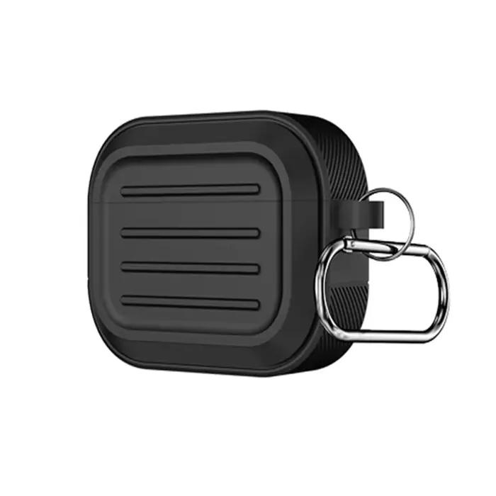 Étui de protection en silicone souple pour AirPods Pro avec boucle porte-clés
