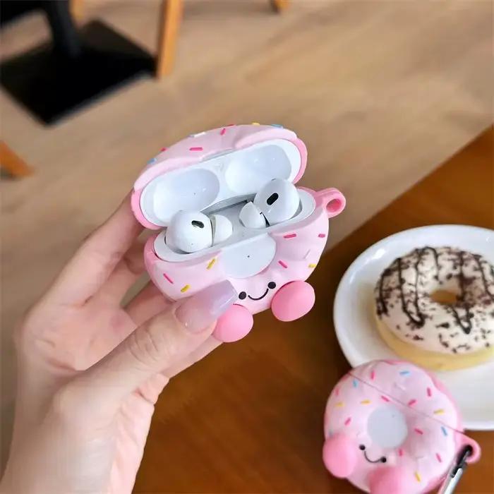 Pour Apple AirPods 1 2 3 4 Pro 2 étui 3D mignon dessin animé beignet Silicone écouteur