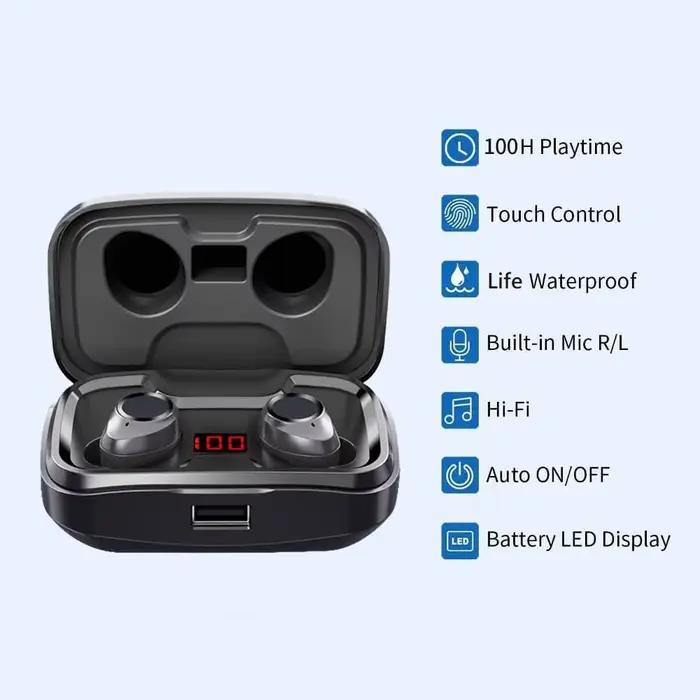 Écouteurs Bluetooth 5.4 sans fil 100h d'autonomie IPX7 résistants à la transpiration pour iPhone Android et ordinateur portable occasions quotidiennes et sportives
