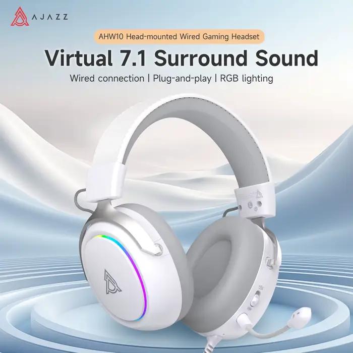 Casque de jeu filaire Ajazz AHW10 avec éclairage RGB