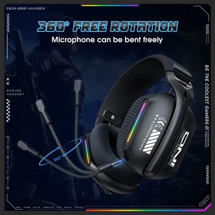 ONIKUMA casque de jeu sans fil 2.4G/filaire/Bluetooth 3 Modes pliable HD micro coussinets d'oreille souples son immersif pour PC/PS4/5 GT808