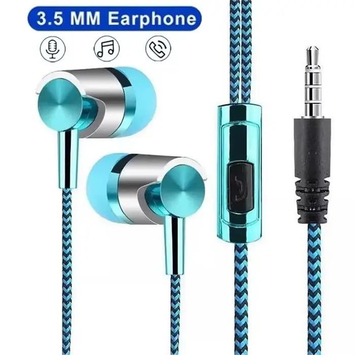 Écouteurs intra-auriculaires filaires avec microphone intégré pour jeux, sport, sommeil, ordinateur portable et usage quotidien en blanc, bleu ou rouge