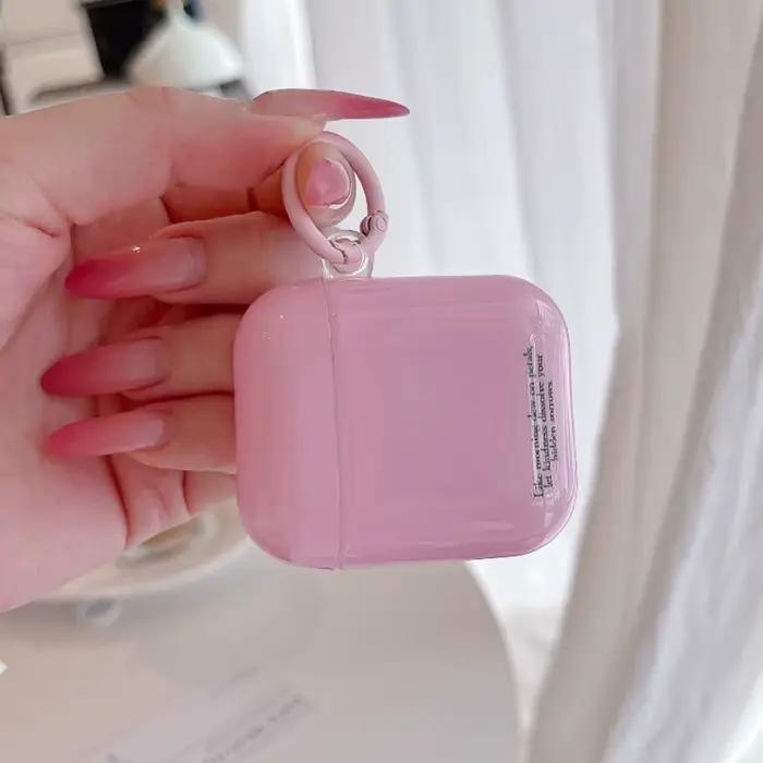Étui de protection antichoc brillant de couleur unie simple avec crochet pour écouteurs AirPods 1 ou 2 3 4 Pro 2 Pro 3