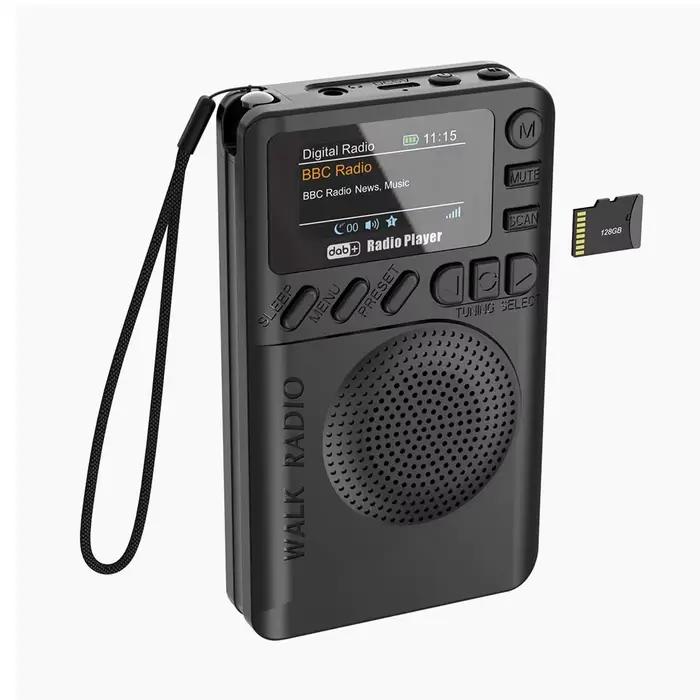 Mini Radio Numérique DAB FM avec Prise Casque Ecran Couleur pour Course et Sport Haut-parleur Lecture MP3 Bluetooth 5.0