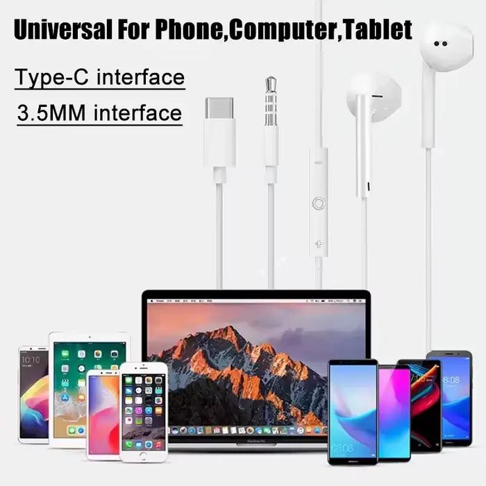 Pour Apple Type C écouteurs câblés pour iPhone 17 16 15 14 13 12 Pro Max micro dans l'oreille
