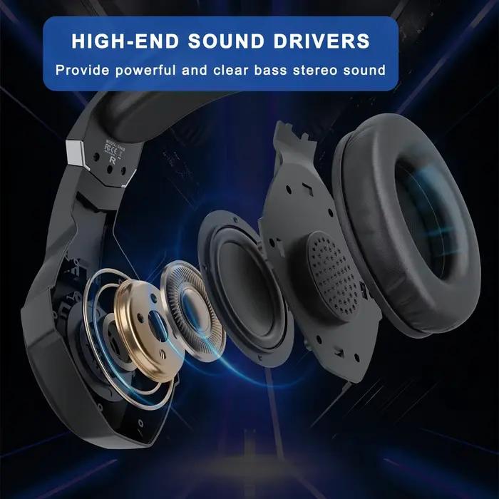 Casque de jeu filaire GGBEE GS450 antibruit surround lumineux pour PS4 PS5 Xbox PC jeux occasionnels
