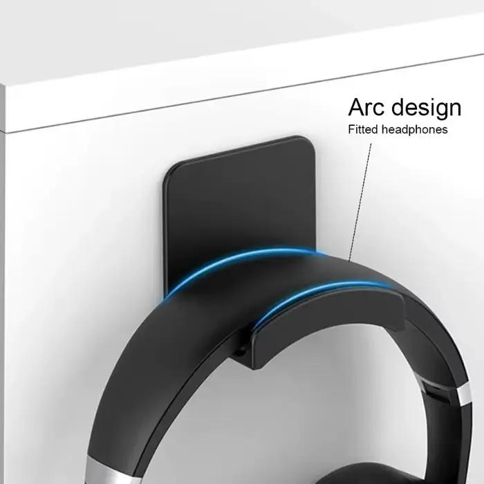 Support de casque universel adhésif en plastique, Support mural sous le bureau, Support de casque pour jeu, Support d'écouteurs élégant pour gamer et professionnel
