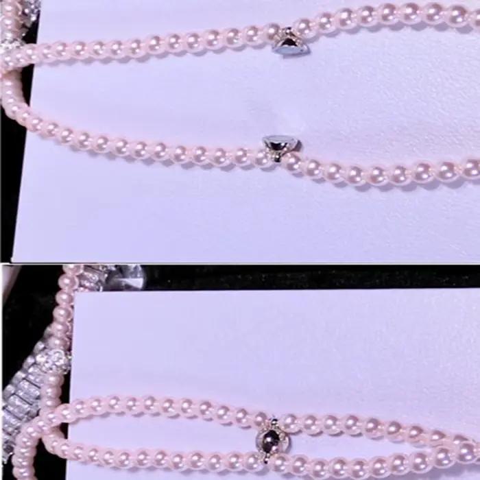 Collier de perles écouteurs rose strass bijoux casque avec Microphone écouteurs pour iPhone 14 Xiaomi Samsung cadeau d'anniversaire