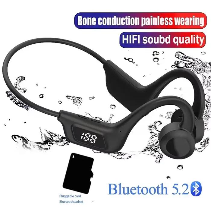 Écouteurs à conduction osseuse sans fil Bluetooth 5.2 imperméables pour sport et musique avec suppression active du bruit et connexion multipoints pour divers systèmes d'exploitation