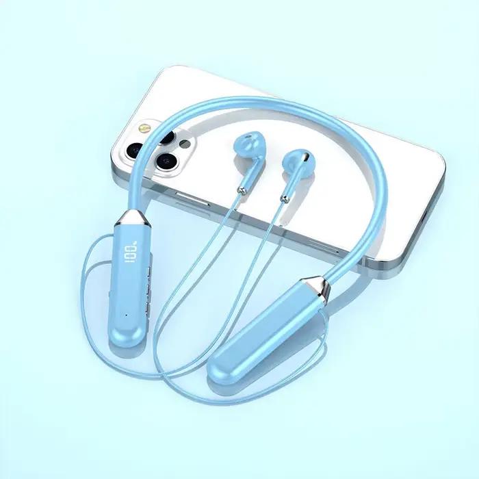 Écouteurs tour de cou Bluetooth 5.2 dynamiques haute qualité sonore affichage de puissance stéréo pour sport et quotidien