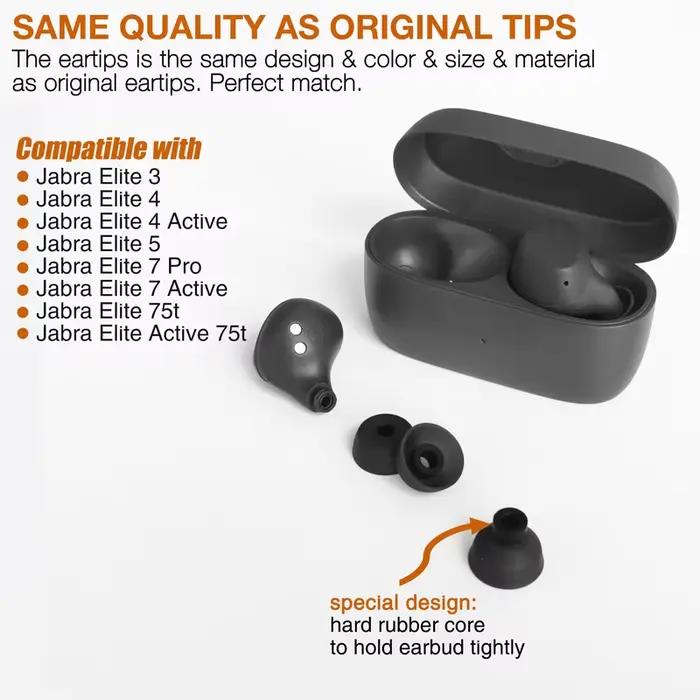 Coussinets d'oreille en silicone TENNMAK compatibles avec Jabra Elite 3 4 4 Active 5 7 Pro 7 Active 75t 75t Active pour femmes et hommes occasions quotidiennes et cadeaux