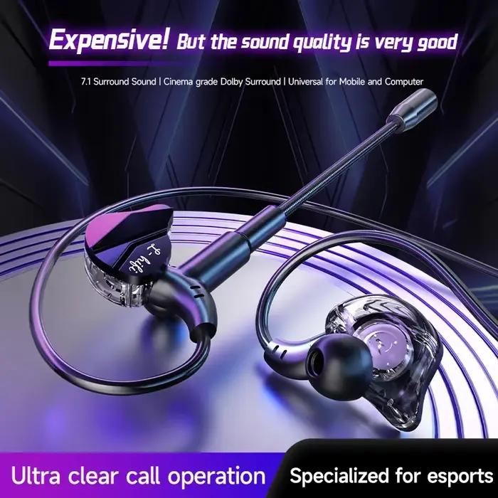 Écouteurs de jeu EARDECO avec annulation de bruit et microphones doubles pour gamers et audiophiles intra-auriculaires filaires haute fidélité